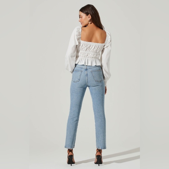 LONG SLEEVE SMOCKED SQUARE NECK TOP - Picture 6 of 12